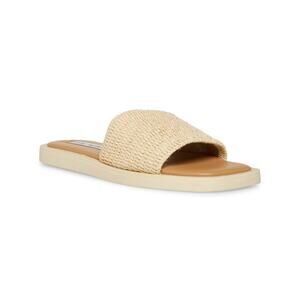 New Steve Madden Leigh Woven Straw Slide Sandals in Natural Women's Size 7